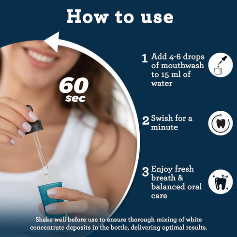 GuruNanda Concentrated Mouthwash (2 fl oz), Fluoride-Free, Mint Mouthwash with Natural Essential Oils, Supports 300 Rinses, Aids in Fresh Breath...