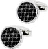 Round Black Cufflinks with Floral Patterns for Men Lady In Gift Case Classic Silver Tone Men's Cufflinks Jewelry Set for Wedding Anniversary Busin...