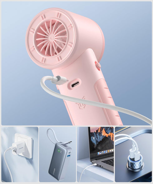 HonHey Portable Handheld Fan Mini Turbo Fan with Adjustable 1-100 Speeds, 4000mAh Battery Operated Fan, Digital Display, High Speed Personal Fan f...