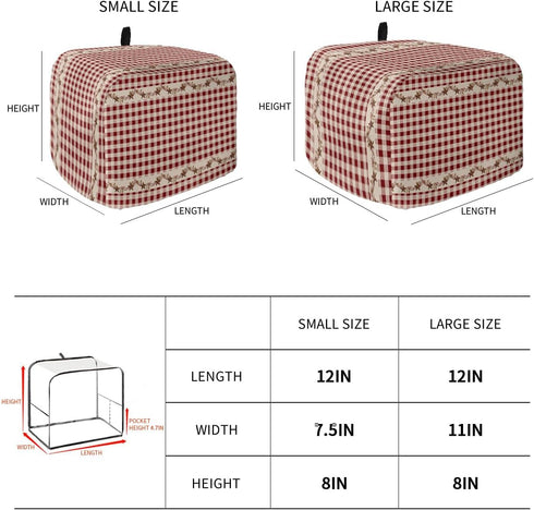 Country Star Berry Red Buffalo Plaid Soft Washable 2 Slice Toaster Dust Cover with Pockets, Dust-proof and Fingerprint Protection...