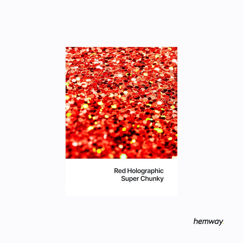 Hemway Premium Ultra Sparkle Glitter Multi Purpose Metallic Flake for Arts Crafts Nails Cosmetics Resin Festival Face Hair - Red Holographic - Sup...