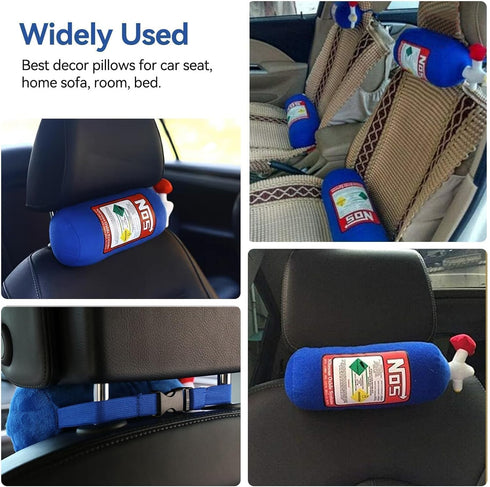 Car Neck Pillow, NOS Bottle Design Plush Car Headrest Pillow Neck Support Pillow for Car Seat, Office Chair, Travel, 11 x 4.7in (1)...