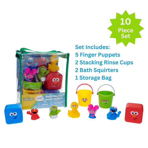 Sesame Street 10 Piece Bath Toy Value Set - Kids Bath Toys...