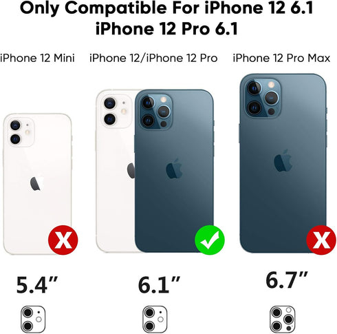 MAXCURY Case for iPhone 12, iPhone 12 Case, Heavy Duty Shock Absorption Full Body Protective Silicone Rubber with Hard PC Phone Case Cover for Gir...
