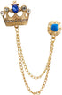AN KINGPiiN Men's Golden Crown with Blue Stone and Hanging Chain Brooch Lapel Pin...
