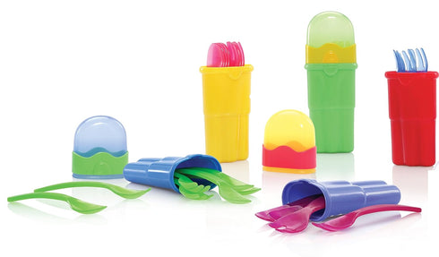 Nuby 9-Piece Fork and Spoon Travel Set, Colors May Vary...