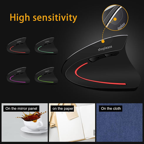 Wired Vertical Mouse, Optical Ergonomic Mouse with 4 Adjustable 800/1200/2000/3200, 5 Buttons USB Computer Mouse, Better for Large and Medium Size...