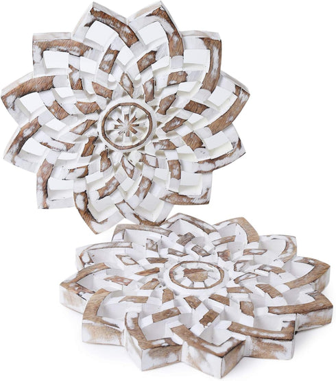 Wooden Trivets for Hot Pots and Pans Tea Pot Holder White Wash Wooden Trivets for Hot Pots and Pans Tea Pot Holder (8 inches, 2)...