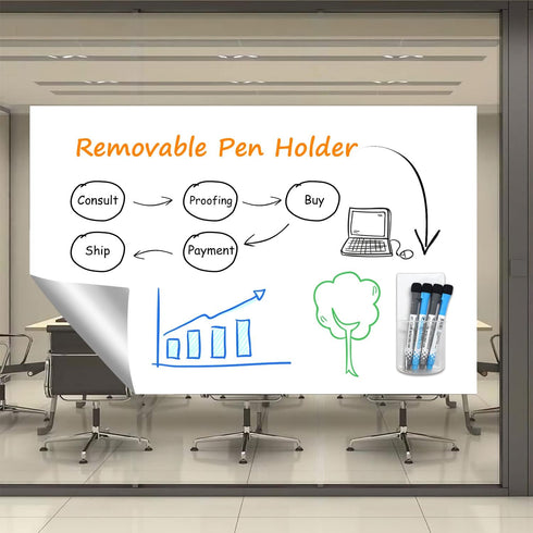 Dry Erase Marker Holder(2 Pack+4 Marker), Removable Wall Pen Holder, Dry Erase Pen Holder for any smooth glossy surfaces...