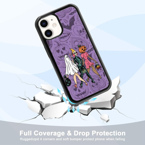 Halloween Women Spooky Ghost Phone Case Fit for iPhone 11, TPU Shockproof Protective iphone Case Eyeball Bat Bones Phone Cover Gift for Boy Girl M...