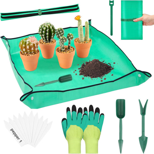 Repotting Mat for Indoor Plants, Waterproof Potting Mat, 47"X39" Planting Mat, Large Plant Repotting Mat, Plant Tray Gardening Mat with Garden Too...