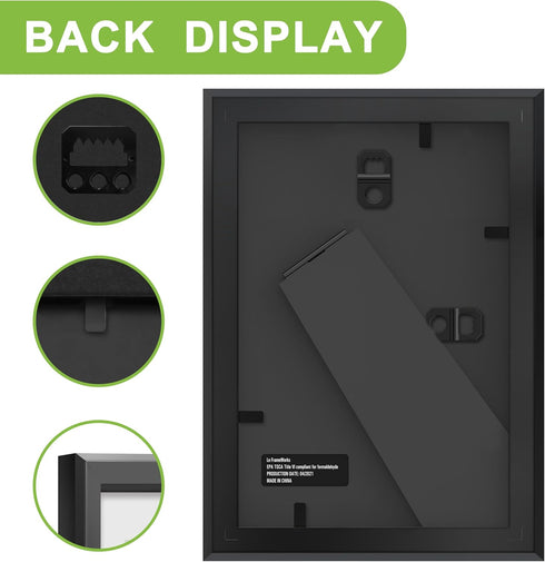 FrameWorks 2-Pack 1 3/8" Thick Black Wooden Shadow Box Picture Frames 4” x 6” with Removable White Mat to 3.5" x 5" Photo...