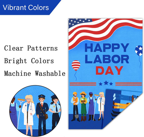 Louise Maelys Happy Labor Day Garden Flag 12x18 Double Sided Vertical, Burlap Various Occupations People Small Garden Yard Flags Labor Day Outside...