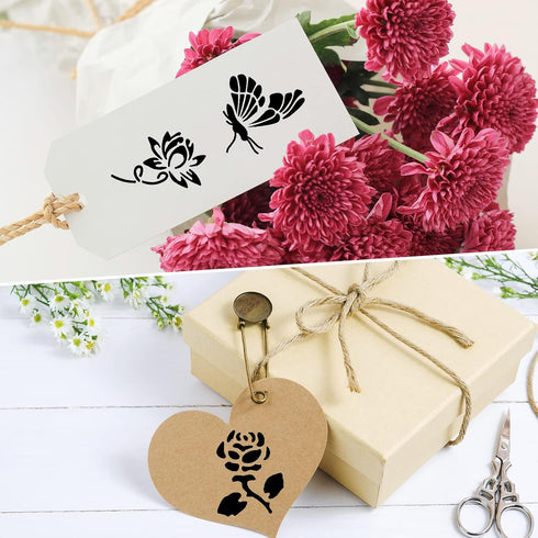 12 Set 288 Pcs Flower Stencils for Painting on Wood DIY Craft Painting, Small Reusable Plants Flower Templates Stencils for Paper Scrapbooking Wal...