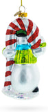 Snowman with The Mint Candy Cane Glass Christmas Ornament...
