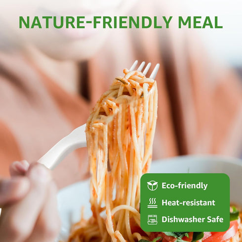 100% Compostable Forks 60 Count Disposable Forks Heavy Duty Utensils Set Fork Silverware Eco Friendly Flatware Plastic Free for Party Camping Picn...