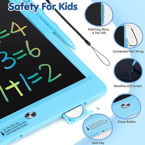 10 Inch Drawing Tablet, LCD Writing Tablet for Kids, Colorful Doodle Board Toddler Drawing Pad, Educational Learning & Travel Essential Kid Toy fo...