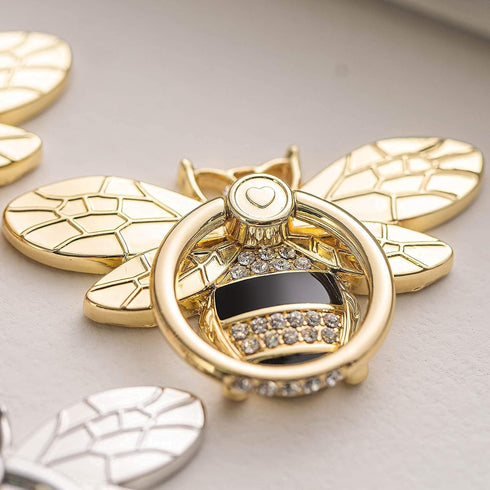 Allengel Bee Phone Ring Holder Finger Kickstand with Crystal, Cute Phone Ring Grip Holder for iPhone or Smartphone Cases, Gold Black...