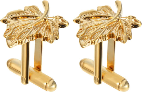 Amosfun 1 Pair of Maple Leaf Cufflinks for The Maple City Handsome Cufflinks for Men Metal Cufflinks for Wedding Bussiness Anniversary Birthday Go...