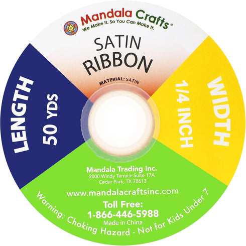 Mandala Crafts Aqua Satin Ribbon for Crafts - 50 Yards 1/4 Inch Wide Fabric Ribbons for Gift Wrapping, Flower Bouquets, Hair Bows, and Wedding Par...