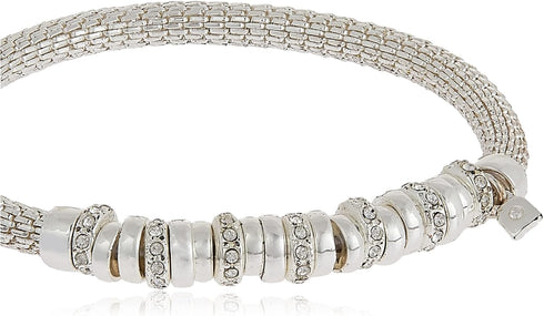 Nine West Women's Silvertone and Crystal Bracelet Rondel Stretch...