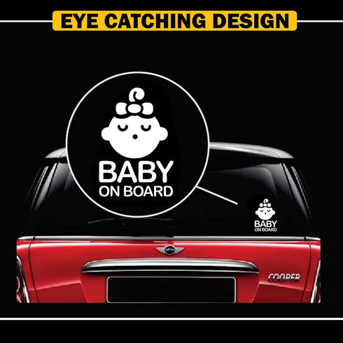 TOTOMO Baby on Board Sticker for Cars Funny Cute Safety Caution Decal Sign for Car Window and Bumper No Magnet - Sleeping Baby Girl with Ribbon (2...