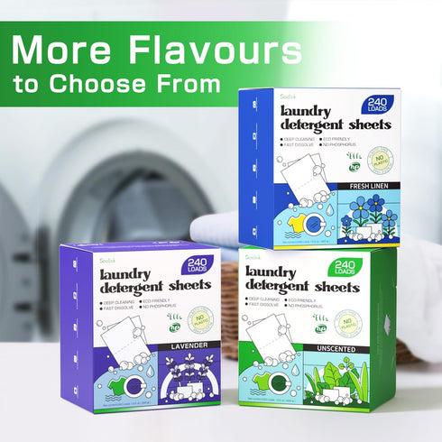 Laundry Detergent Sheets Unscented 240 Loads?Eco Friendly Detergent Sheets for Travel & Home - No Plastic Jug Liquidless Soap Strips, Plant-based,...