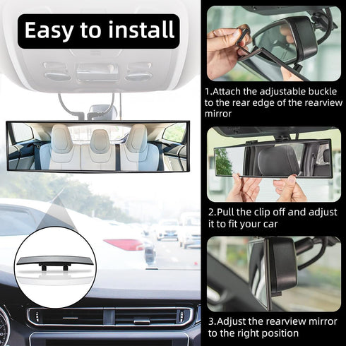 Car Rear View Mirror, Anti Glare Wide Angle Auto Inside Rearview Mirror, 12.2'' Panoramic Convex Rearview Mirror Mounted on Windshield, Universal ...