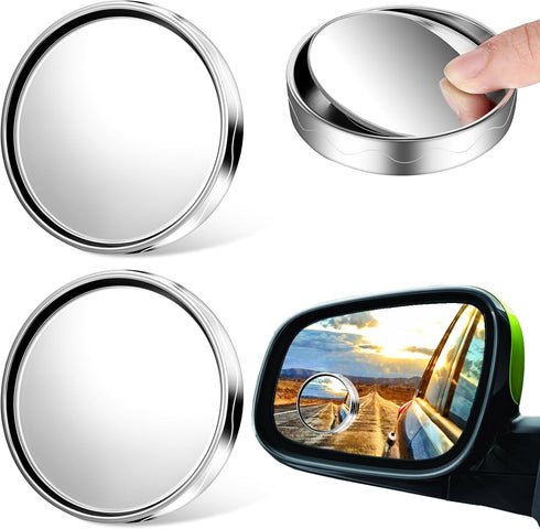 2 Pcs Car Blind Spot Mirrors, 2'' Convex Mirror Car, 360° Wide Angle Side Rear View Mirror Car Accessories Blindspot Mirror with ABS Housing for S...
