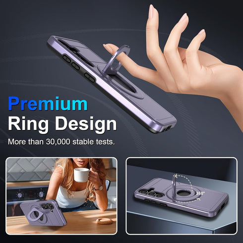for Samsung Galaxy S24 Mag-Safe Kickstand Case with Screen Protector,Slim Shockproof Military Heavy Duty Anti-Drop Full Body Protection,360 Rotati...