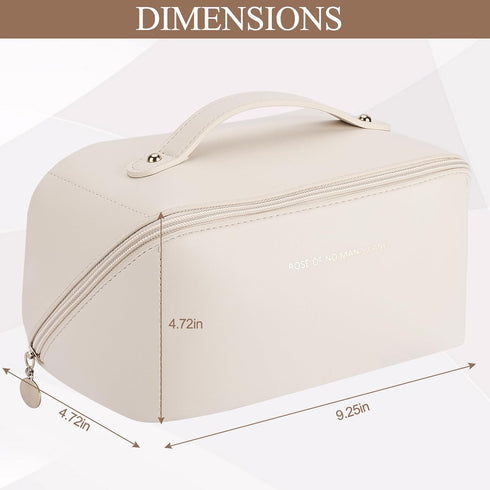 Makeup Bag Large Travel Cosmetic Bag Make up Bags with Compartments Waterproof PU Leather Travel Makeup Organizer and Storage Toiletry Bags for Tr...