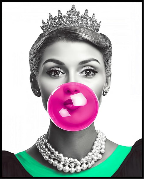 Posterizer 1 pcs-black and white fun retro modern art-pink bubblegum 1-Retro Art-Comedy Art-Gifts for Women- unframed wall art...