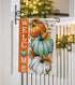 Welcome Fall Pumpkins Decorative Garden Flag, Autumn White Teal Pumpkin Farmhouse Yard Outside Decorations, Thanksgiving Seasonal Burlap Outdoor S...