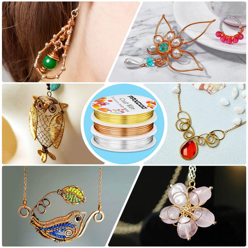 Paxcoo 3 Pack Jewelry Wire Craft Wire 18 Gauge Tarnish Resistant Jewelry Beading Wire for Jewelry Making Supplies and Crafting (Silver, Gold and C...