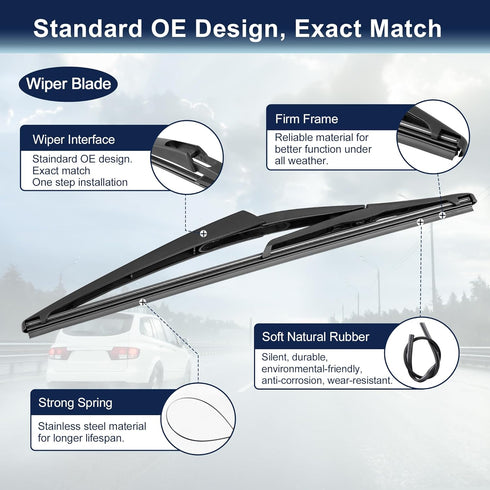 X AUTOHAUX 12" Rear Windshield Wiper Blade Arm Set for Honda Civic Hatchback 01-05...