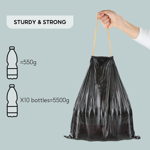 JOYBOS Trash Bags 5 Rolls/75Pcs, Drawstring Small Garbage Bags, 4 Gallon Trash Bag, Portable PE Rubbish Bags Trash Can Liners, Wastebasket Bags Ga...