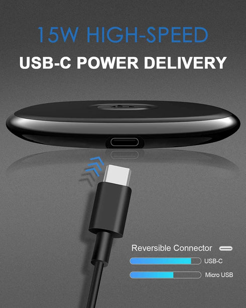 NANAMI Wireless Charger, Qi Certified 15W Max Fast Charging Pad with PD3.0 Adapter USB Phone Charger for iPhone 15/14/13/13 Pro/12/11/XS Max,Samsu...