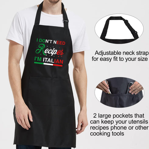 Chef Apron for Men - Italian Gifts for Women, Italian Party Decorations, Funny Pizza Apron for Cooking BBQ Grill Kitchen Dad Mom Father Husband Wi...