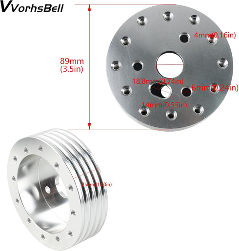 1'' Steering Wheel Hub Adapter Conversion Spacer,6 Hole to 3 Hole Steering Wheel Adapter Boss Kit(Silver)...