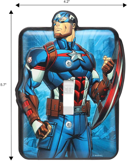 Marvel Captain America Embossed Metal Light Switch Plate - Captain America Switch Plate Decoration for Bedroom or Man Cave...