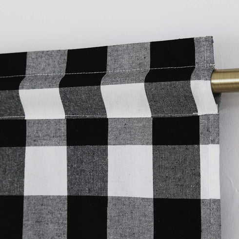 Window Curtain Valances 18 inches Long Living Room Bedroom 1 Panel Buffalo Check Small Valance Curtain Rod Pocket Classic Country Farmhouse - Blac...