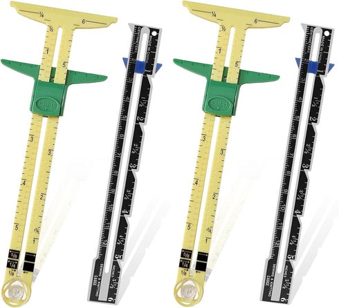 YEQIN 4 Pieces Sewing Gauge Sewing Measuring Tool, 5-in-1 Sliding Gauge Measuring Sewing Ruler Tool Fabric Quilting Ruler for Knitting Crafting Se...