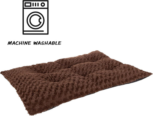 Dog Bed – 42x26 Large Pet Pillow and Crate Pad with Faux Fur Sleep Surface and Non-Slip Bottom – Machine Washable Dog Bed by PETMAKER (Brown)...