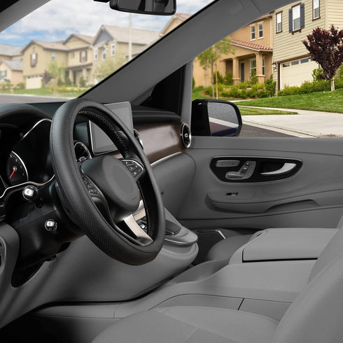 SEG Direct Car Steering Wheel Cover Universal Standard-Size 14 1/2" - 15", Microfiber Leather...