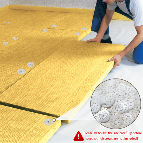 110 Pcs 45 mm White Plastic Washers, Foam Board Fasteners and Load Spreading Polypropylene Washers for Fixing and Fastening Rigid Foam Insulation ...
