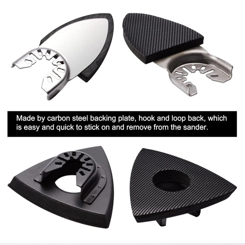 104Pcs Oscillating Tool Detail Sanding Pads Kit, 2Pcs Triangle Sanding Pads and 2Pcs Finger Sanding Pad, 100Pcs Multitool Sandpaper, Grit Fit for ...