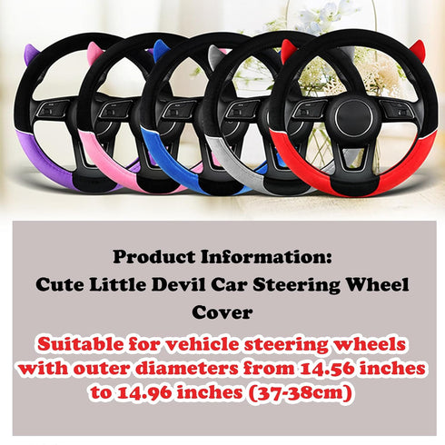Cute Devil Car Steering Wheel Cover Non-Slip Plush Steering Wheel Covers Protector for Women Girls, Car Interior Accessories, Universal Fit 15 Inc...