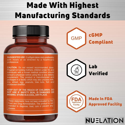 Fish Oil 2000mg - Wild Caught Omega 3 Fish Oil, 120 Softgels - Non-GMO, Gluten Free, Keto Friendly, 60 Servings...