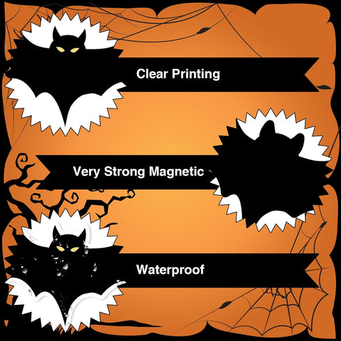 Whaline 16Pcs Halloween Refrigerator Magnets Black Bat Fridge Magnets Happy Halloween Magnet Bat Stickers Decorative for Locker Home Locker Garage...