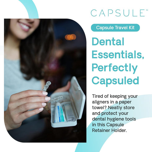 Capsule Dental - Dental Retainer Travel Case, Silicone Retainer Case for Aligners, Mouthguards, and More, Dental Kit Oral Care Tools with Travel T...